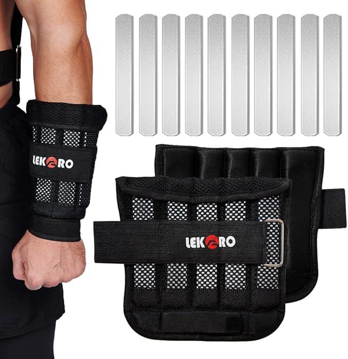 Adjustable Wrist Ankle Weights with Removable Steel Bars, 1 Pair Arm Leg Weights for Men Women, No Sand Leakage, for Walking Jogging Yoga Fitness