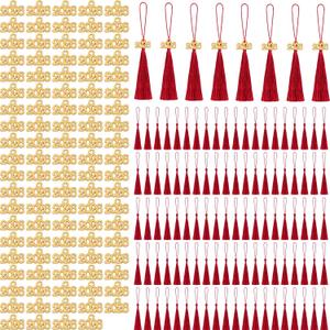 Cindeer 100 Pcs Mini Graduation Tassels with 100 Pcs 2026 Tassel Charms for Crafts Mini Silky Bookmark for Graduation Cap Keychain Ornaments DIY Craft Jewelry Making Project(Red)