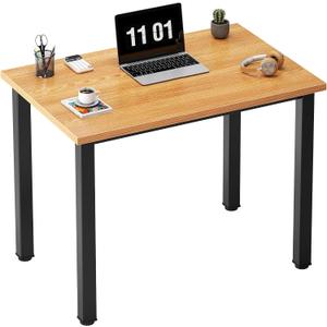 Need Small Computer Desk, 31.5 inch Sturdy Writing Desk for Small Spaces, Computer Desk Teens Desk Study Table Laptop Desk Home Ofice Desk, Black Metal Frame, Teak