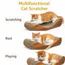 FluffyDream Cat Scratcher Cardboard, Scratching Pad House Bed Furniture Protector, Infinity Shape, Curved (Wood, Bone)