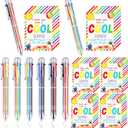 Tenceur 48 Set End of School Year Student Gifts Bulk, 4 in 1 Multicolor Ballpoint Pen with Cards,Cute Cartoon Retractable Ballpoint Pen Gifts from Teacher, Pre K Summer Graduation Party Favor