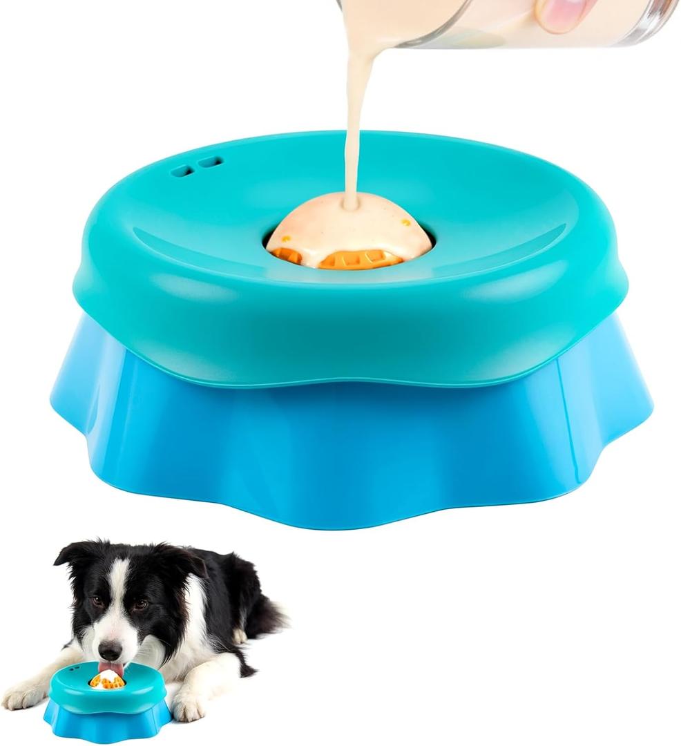 2 x Dog Lick Bowl, Slow Feeder Dog Bowl with Anti-Slip Module, Silicone Dog Licking Bowl for Peanut Butter, Yogurt and Treats, Non-Slip Dog Lick Bowl-Suitable for Large, Medium, and Small Dogs