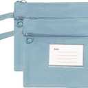 PATIKIL 2 Pcs Mesh Zipper Pouch with Handle, A5 Oxford Fabric Zipper File Pouch Double-Layer Document Bag Storage for Office Travel Puzzles Books Shopping, Blue (9.5 x 7.3 Inch)