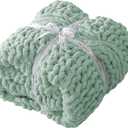 Chunky Knit Blanket Throw - 100% Hand Knitted Chunky Soft Throw Blanket for Couch, Thick and Warm Blanket for Winter, Dark Green, 50x60 Inches