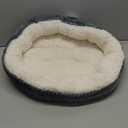 Love's cabin Round Donut Cat and Dog Cushion Bed, 20in Pet Bed for Cats or Small Dogs, Anti-Slip Water-Resistant Bottom, Super Soft Durable Fabric Pet beds, Washable Cat Dog Bed Stripe Bluish Grey (19.7"L x 19.7"W x 5.9"Th)