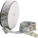 20 Yards Blue Floral Print Ribbon Flower Pattern Ribbon Vintage Spring Polyester Wavy Edge Ribbons Bulk with Spool for Sewing Making Wreath Wedding Crafts Bouquet Birthday Decor Christmas