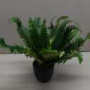 Hollyone 17.7" Fake Fern Potted Plant Small Artificial Boston Ferns in Pot 25 Leaves for Outdoors & Indoor Faux Fern Bush Plant for Patio Garden Farmhouse Windowsill Office Living Room Home Decor (Medium)