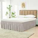 Biscaynebay Wrap Around Bed Skirts for King & Cal King Beds 14" Drop, Camel Grey Adjustable Elastic Dust Ruffles Easy Fit Wrinkle Resistant Silky Luxurious Fabric Machine Washable