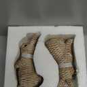 Rattan Effect Resin Bunny Easter Decor, Table Rabbit Easter Decorations, Spring Bunnies Decoration Statue Figurine for Home Farmhouse (Brown, Big-Pair)