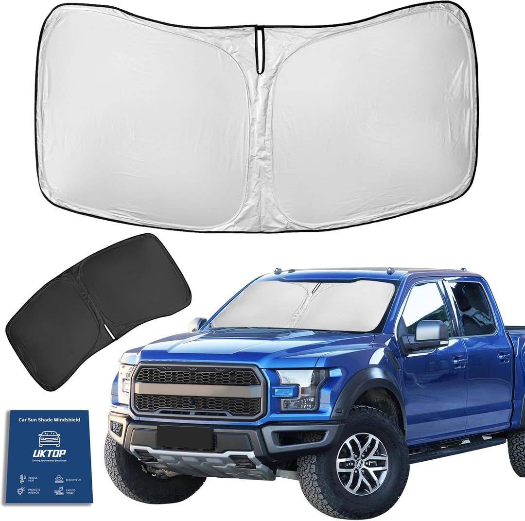 Ford F150 F-150 F250 F350 F450 2015-2020 Sun Shade Sunshade Windshield Cover - 4 Layers Front Window Shade 250T Foldable Shade Custom Sun Visor Blocks UV Rays Truck Accessories