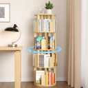 YGYQZ Solid Wood Rotating Bookshelf, 4 Tier Floor Standing Bookcase for Kids & Adult360 Display Narrow Book Shelf Organizer Storage Rack for Bedroom, Living Room, Study Room (4 Tier-Wood) (Natural Wood Finish)
