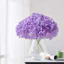 Artificial Silk Hydrangea Fake Flowers Hydrangea Flowers Pack of 10 Hydrangea for Centerpieces Home Party Decor - Lilac