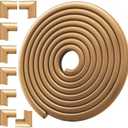 Baby Proof Corners and Edges 18.2ft (Large 15ft Edge+8 Corner Guard), Fireplace Baby Proofing Bumper Guard, Heavy-Duty Soft NBR Foam Edge Corner Protector Sets for Furniture Table, Childsafe/Pre-Taped (Light Brown)