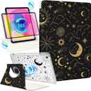 Shorogyt for iPad Air 11 Inch Case M3 2025&M2 2024/Air 5th Generation 2022/Air 4th Gen 2020/Pro 11 Inch Case Magnetic Stand for Women - Cute 360 Degree Rotating Covers Girls Pencil Holder, Sun Moon