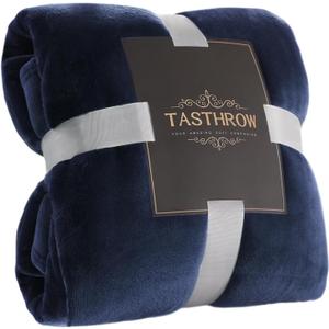 TASTHROW Large Flannel Fleece Throw Blanket, 90108 Inch - Cozy Lightweight Thick Blanket - All Seasons Suitable for Women, Men and Kids (Navy)