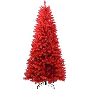 Kadunmina 6ft Artificial Red Christmas Tree Halloween Tree Xmas Tree with Metal Foldable Stand Full Real Christmas Tree with 804 Branch Tips Easy to Assemble Holiday Indoor Decor