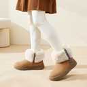 Bigwow Girls Warm Snow Boots Winter Ankle Boots Fuzzy Plush Non-Slip Sole for Toddler Kids (11 Little Kid, Brown)