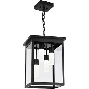 TODOLUZ Large 4-Light Black Outdoor Pendant Light Fixture, 5CCT Dimmable Exterior Ceiling-Mounted Porch Lighting (3000K/3500K/4500K/5000K/6000K)