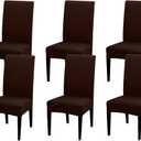 JQinHome 6 Pcs Dining Chair Slipcover,High Stretch Removable Washable Chair Seat Protector Cover for Home Party Hotel Wedding Ceremony (Pack of 6, Coffee)