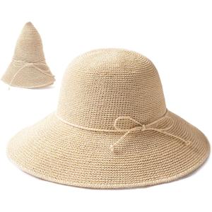 FURTALK Beach Sun Hat for Women Foldable Packable Handmade Straw Hats Sun Protection Floppy Travel Essentials