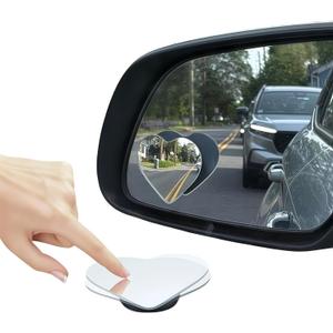 3 x Heart Shaped Blind Spot Mirrors for Cars  360 Adjustable Convex Side Mirrors for Blind Spot Detection  Cute Heart Design Stick-On Rearview Mirrors for Cars, SUVs & Trucks  Universal Fit