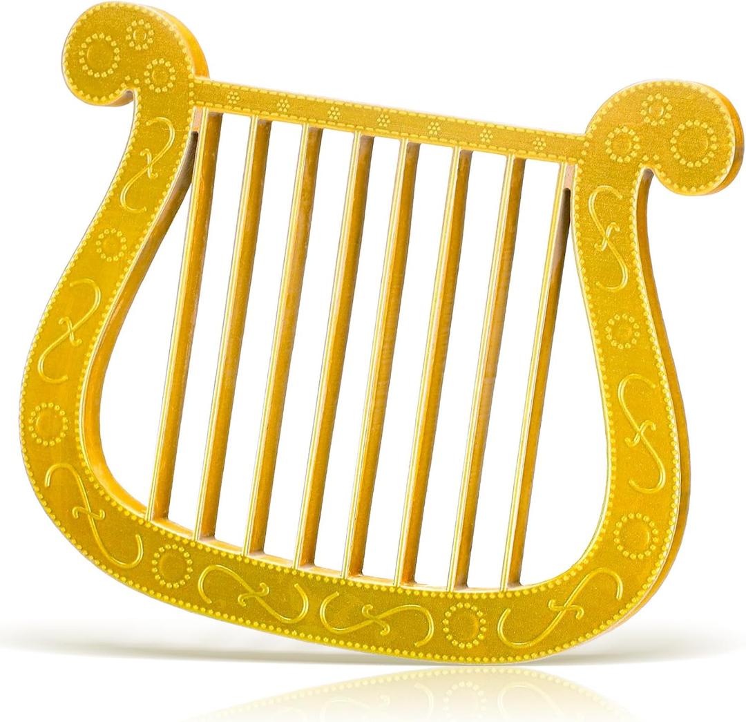 Boao Angel Harp Wooden Christmas Costume Accessory Gold Wooden Angel Harp for Christmas Theme Party 10.63 x 8.46 x 0.59 Inches