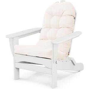 Adirondack Chair Cushion, Waterproof Outdoor Seat Cushions for Patio Furniture, Thick High Back Replacement Pad for Porch Lawn Wicker Dining Desk Chair, Rocking Chair Cushion, Beige
