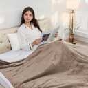 Electric Heated Blanket 72"x84" Full Size Flannel & Sherpa - 4 Heat Settings & 10H Auto Shut Off for Safe Overnight Use, Fast Heating, Machine Washable for Bed, Couch, Office - Brown