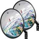 Maitys 2 Pcs Convex Mirror Acrylic Safety Security Traffic Corner Mirrors Adjustable Wide Angle View with Fixing Bracket for Indoor Outdoor Garage School Classroom Warehouse(24 Inch)