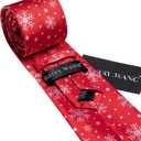 Barry.Wang Christmas Ties for Men Xmas Holiday Neckties Pocket Square Cufflinks Set Party Vacation (Red Snowflake)