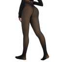 Spring Water Fleece Lined Tights Leggings Women, Black Tights Thermal Warm One Lined Design Sheer Skintone for Winter, Size M