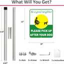 Heavy Duty Aluminum Pick Up After Your Dog Sign, 12" x 10" Metal Please Clean Up After Your Dog Signs With 28" Stake, Be A Good Neighbor Pick Up Your Dogs Poop Yard Sign, Polite, Weather Resistant