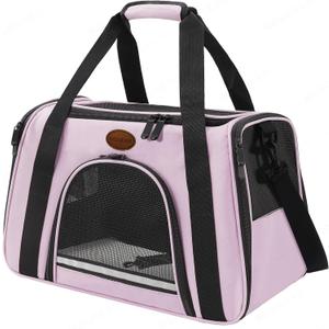 Cat Carrier Dog Carrier Pet Carriers for Medium Small Cats Dogs Puppies up to 15 Lbs, TSA Airline Approved Small Dog Cat Carriers Soft Sided, Collapsible Travel Puppy Carrier (Pink, Large)