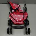 The New York Doll Collection My First Doll Stroller with Basket & Heart Design Foldable Doll Stroller, Pink