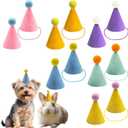 12 Pcs Colorful Mini Party Hats for Stuffed Animals, Birthday Party Felt Cone Hat for Cat Dolls Dog Rabbit Puppies Birthday Party Decorations