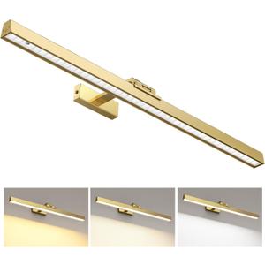 Afyuol Picture Lights for Wall, Brushed Gold Battery Operated Picture Light 24in Art Light CCT Dimmable Recharging Battery Wall Light with Remote Control for Living Room Gallery, 1PC24inches