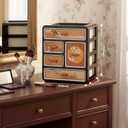 Cologne Organizer for Men,Cologne Stand with 5 Drawer,Stylish Nightstand Organizer with Floral & Bird Design,Dresser Drawer Organizers,Organizador de Perfumes,Perfume Stand Organizer for Bedroom,Black