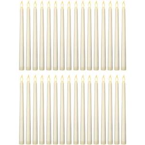 Treela Flameless Taper Candles 11 Inch Flickering Faux LED Battery Operated Electric Fake Candles for Christmas Halloween Birthday Wedding Party Supplies(Ivory)