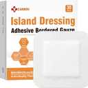 [6''x6''-30count] Carbou Island Dressing Bordered Gauze Sterile Individually Wrapped Gauze Pads, Highly Absorbent Adhesive Dressing Pad, Soft and Breathable Wound Dressing for Wound Care