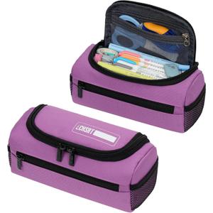 ECHSRT Jumbo Pencil Case Organizer for Men Women, Extra Large Capacity Pencil Pouch, Sturdy Portable Storage Bag for Office Travel Supplies - Purple