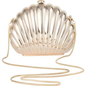 Women Evening Bag Acrylic Clutch Purse Shell Shape Shoulder Cross-body Chain Box Bag