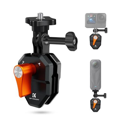 K&F CONCEPT Motorcycle Windshield Clip Mount for GoPro Hero 13/12/11/10/9 Black, Aluminum Alloy Camera Clamp with 1/4” Adapter for DJI Osmo Action 6/3/4/5 Pro Insta360 X5/X4, Action Camera Accessories