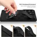 OOK Compatible with Samsung Galaxy S25 Ultra Silicone Phone Case with Strap, Trendy Checkerboard Pattern for Women Girls, Adjustable Finger Strap Kickstand Slim Protective Cover, Black Checkered