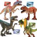 Zippytots 4 PCS Big Dinosaur Toys for Kids 3-5 Realistic Dinosaur Figures with Learning Cards & Movable Parts- Jumbo Dino Toys for Kids 5-7 Ideal Gift for Toddlers Boys Girls Ages 3+