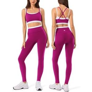 2 Pieces Workout Sets for Women,Seamless Yoga Leggings with Padded Sports Bras,Athletic Matching Outfits,Gym,Casual (XS, 2)
