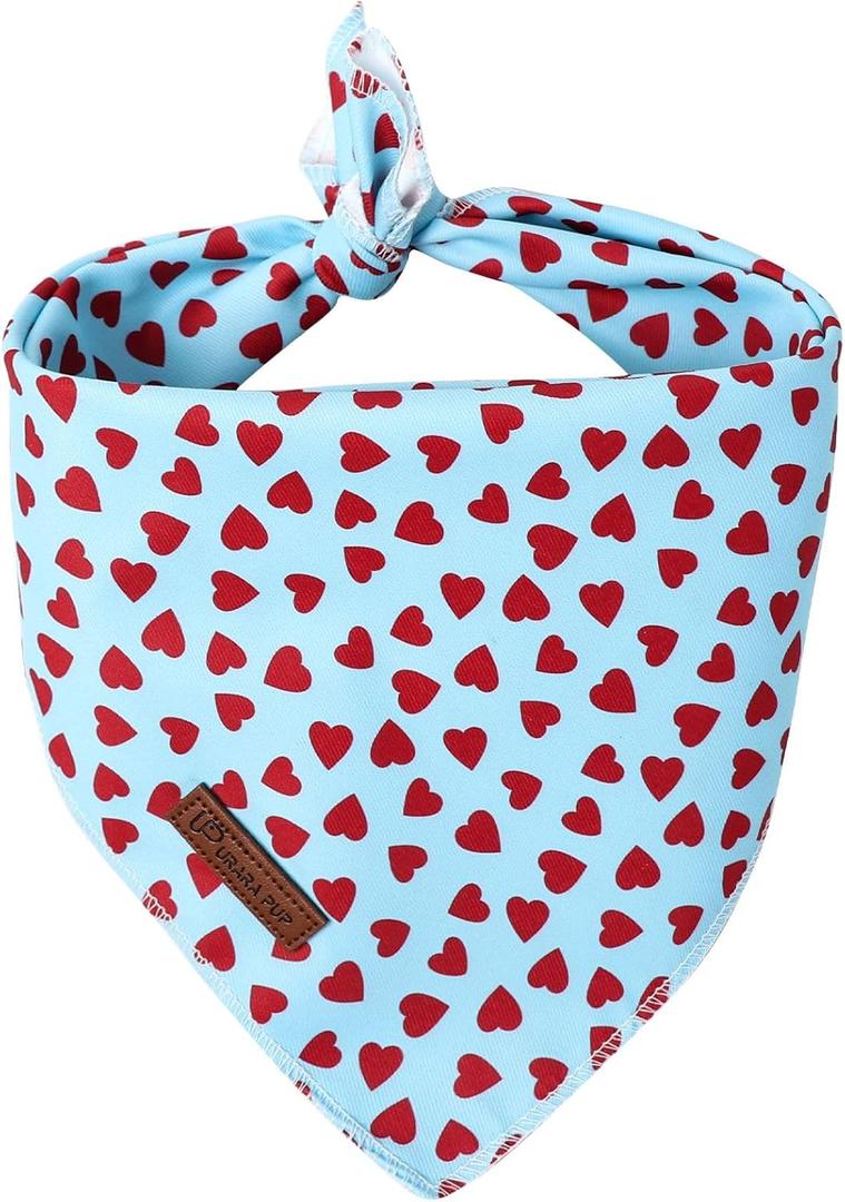 Valentine's Dog Bandana, UP URARA PUP Soft Cotton Adjustable Pet Scarf for Small, Medium, and Large Dogs, Cute and Comfortable Dog Accessory,L