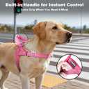 No Pull Dog Harness with Handle, Adjustable Soft Mesh Padded Reflective Walking Harness with Front Clip for Dogs Quick Fit No Escape for Training and Hiking (Pink, M)