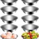 10Pcs Small Stainless Steel Bowls, 6 1/2" Wide Kitchen Metal Bowl with Flat Base, 3/4" Quart Prep Bowls for Meal Prep Cooking Serving Baking