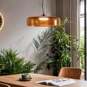 Mid Century Modern Chandelier: Glass Pendant Light for Kitchen Island - Retro Light Fixture for Dining Room (Orange)