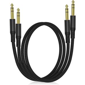 Elebase 1/4 Inch TRS Instrument Cable 3.3ft 2Pack,Straight 6.35mm Male Jack Stereo Audio Interconnect Cord,6.35mm Balanced Line for Electric Guitar,Bass,Keyboard,Mixer,Amplifier,Amp,Speaker,Equalizer